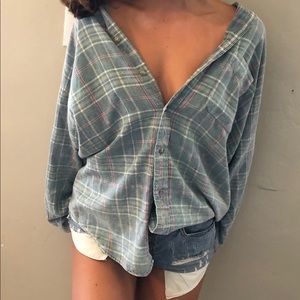 Light blue plaid flannel